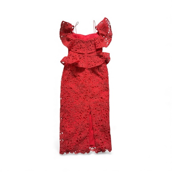 Muse by Marchesa Amaryllis Lace Off-The-
Shoulder Midi Red Dress Size 0 - Picture 6 of 9